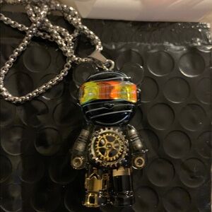 Unique Silver Tone Handcrafted Bear Pendant Necklace 18-inch